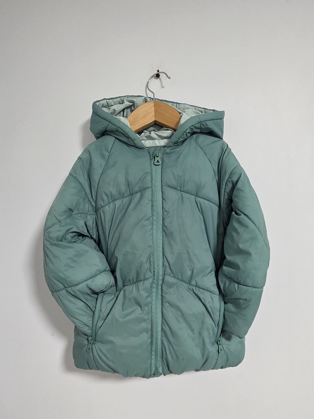Zara Mint Green/Sage Green Hooded Puffer Jacket Sz 2-3